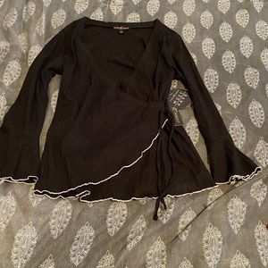 Black, wrap , casual shirt